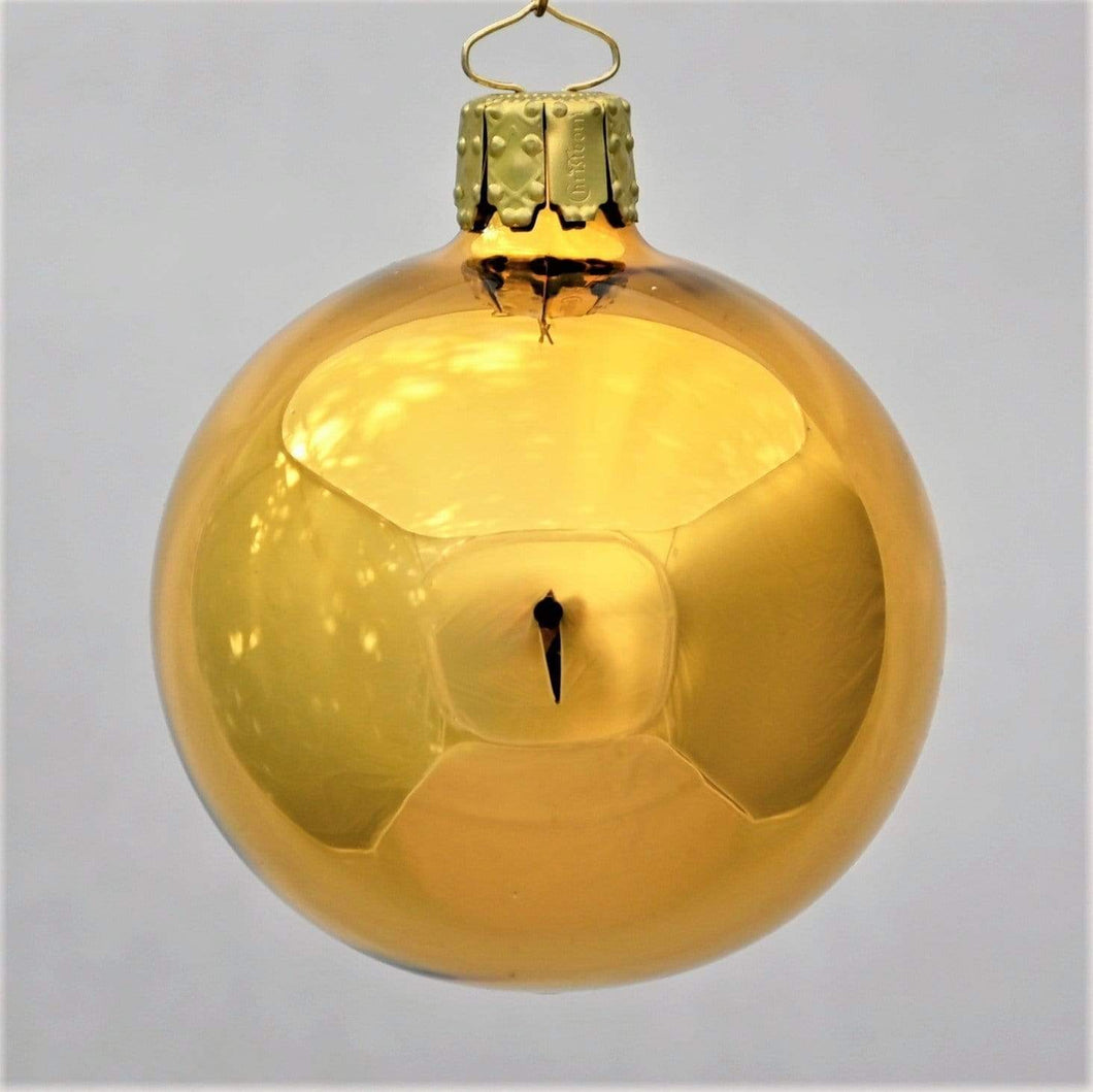 Mundgeblasene Weihnachtskugel / gold glänzend 6 cm / 6-er Karton Mundgeblasene Weihnachtskugel Kunsthandel Rueckeshaeuser
