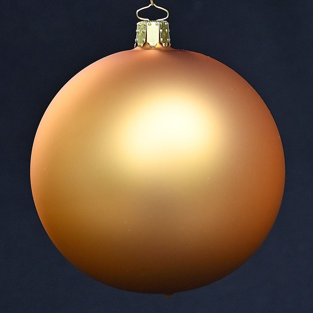 Mundgeblasene Weihnachtskugel / gold matt 10 cm / 6-er Karton Mundgeblasene Weihnachtskugel Kunsthandel Rueckeshaeuser