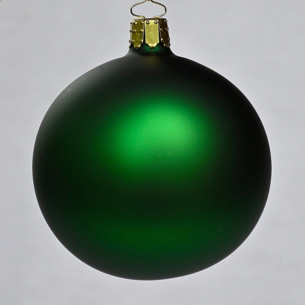 Mundgeblasene Weihnachtskugel / grün matt 8 cm / 6-er Karton Mundgeblasene Weihnachtskugel Kunsthandel Rueckeshaeuser