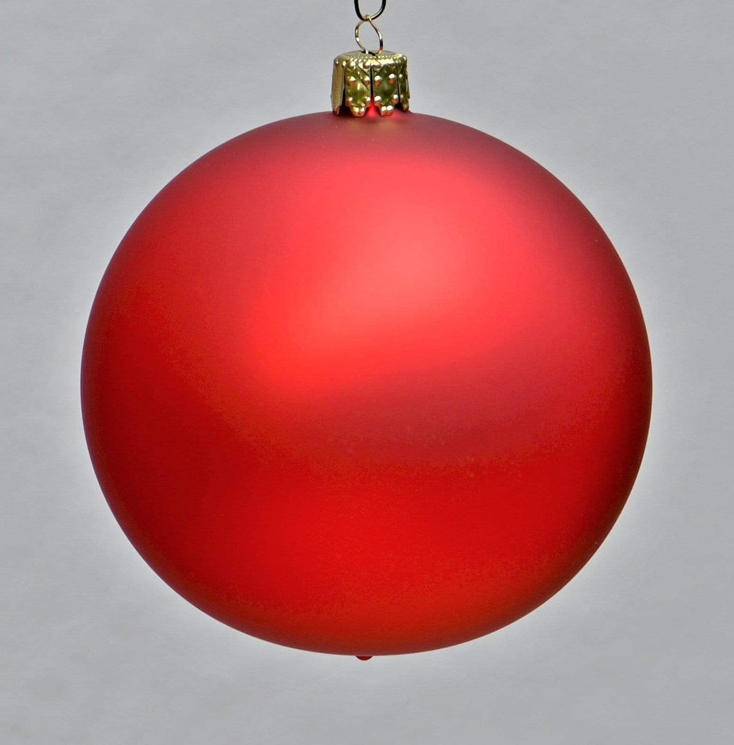 Mundgeblasene Weihnachtskugel / rot matt 10 cm / 6-er Karton Mundgeblasene Weihnachtskugel Kunsthandel Rueckeshaeuser
