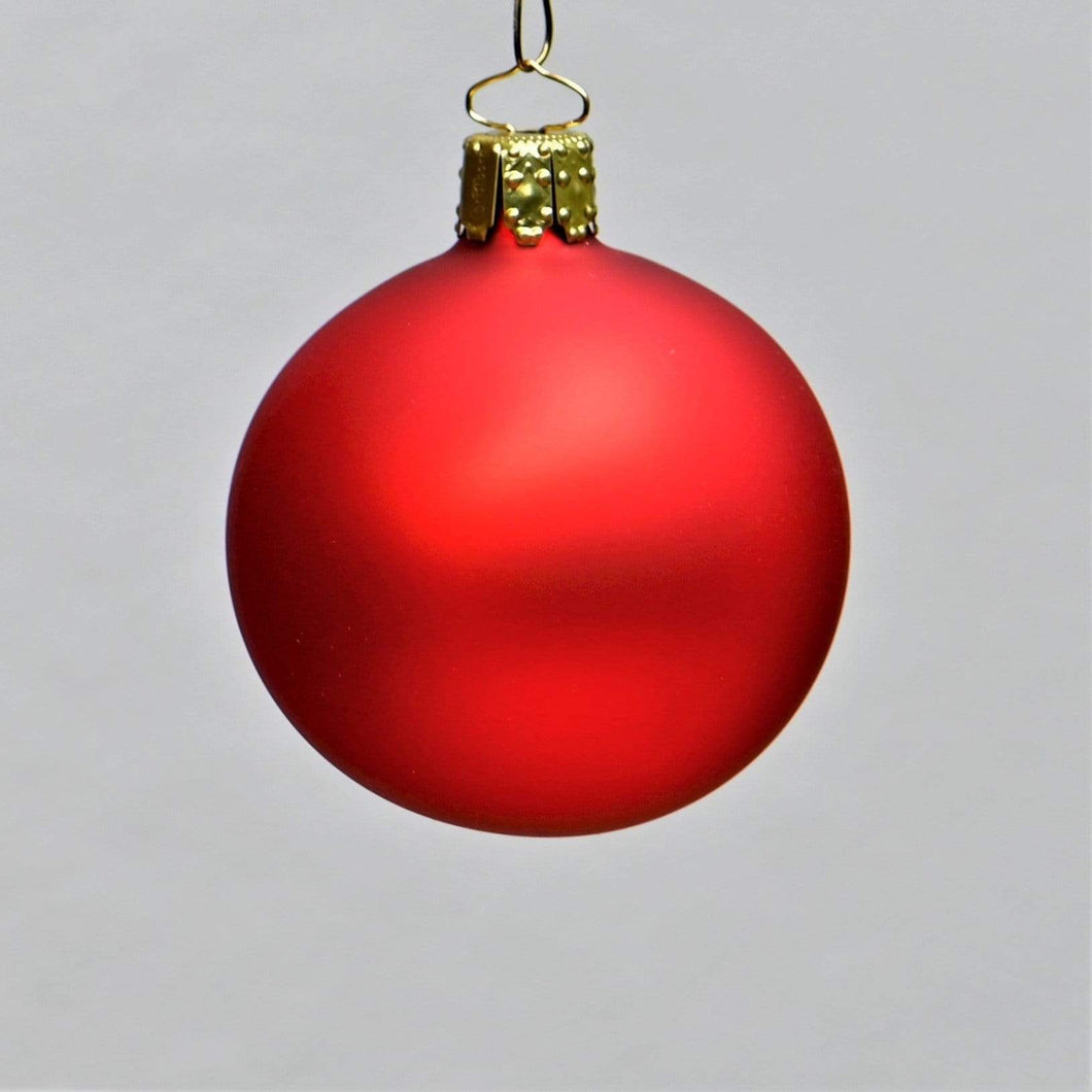 Mundgeblasene Weihnachtskugel / rot matt 6 cm / 6-er Karton Mundgeblasene Weihnachtskugel Kunsthandel Rueckeshaeuser