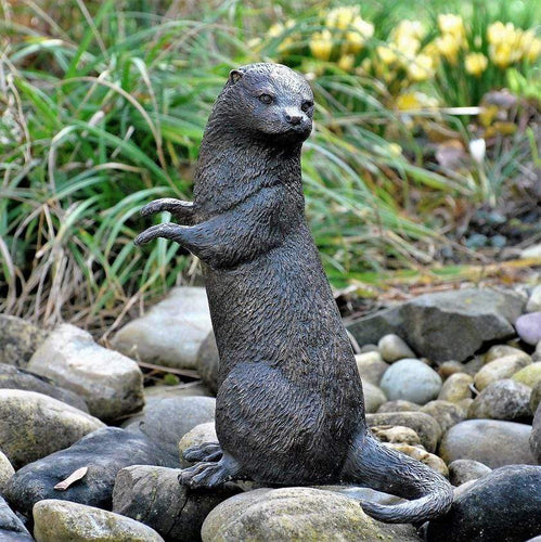 Otter aus Bronze Bronzeskulpturen Kunsthandel Rueckeshaeuser