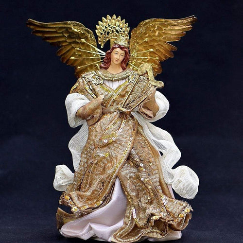 Prachtvoller Engel mit Harfe Weihnachtsdekoration Kunsthandel Rueckeshaeuser