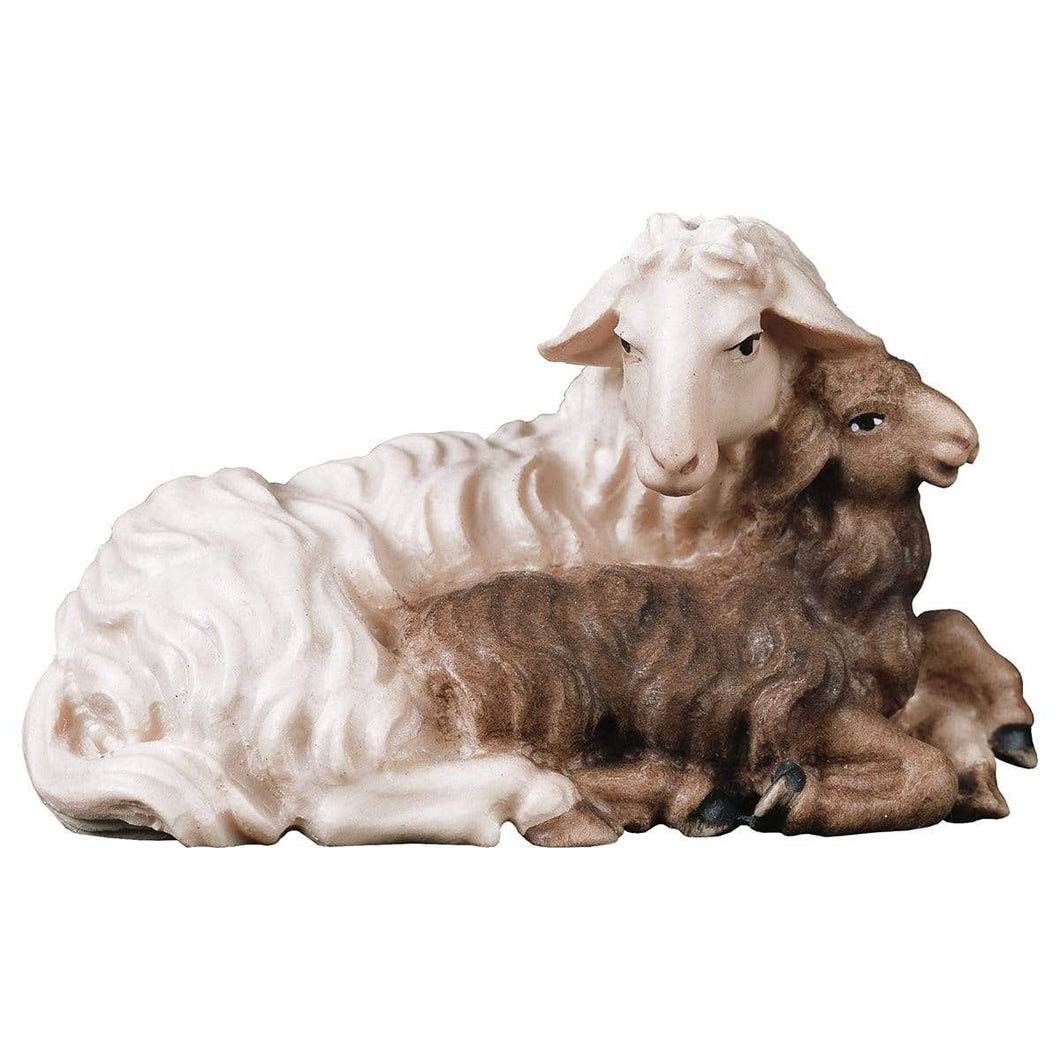Schaf mit Lamm liegend Krippenfiguren Kunsthandel Rueckeshaeuser