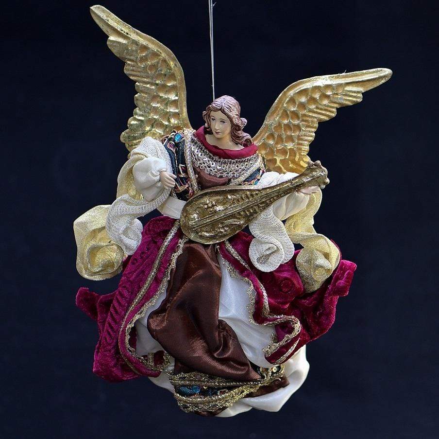 Schwebender Engel mit Mandoline Weihnachtsdekoration Kunsthandel Rueckeshaeuser