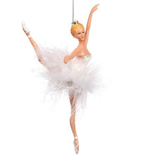 Lade das Bild in den Galerie-Viewer, Traumhafte Ballerina mit Federröckchen / auf einem Bein Weihnachtsbaumschmuck Kunsthandel Rueckeshaeuser

