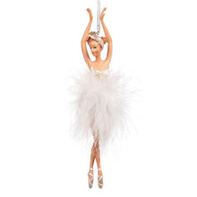 Lade das Bild in den Galerie-Viewer, Traumhafte Ballerina mit zartem Federröckchen Weihnachtsbaumschmuck Kunsthandel Rueckeshaeuser
