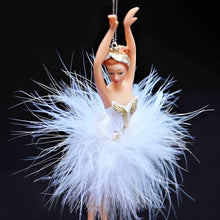 Lade das Bild in den Galerie-Viewer, Traumhafte Ballerina mit zartem Federröckchen Weihnachtsbaumschmuck Kunsthandel Rueckeshaeuser
