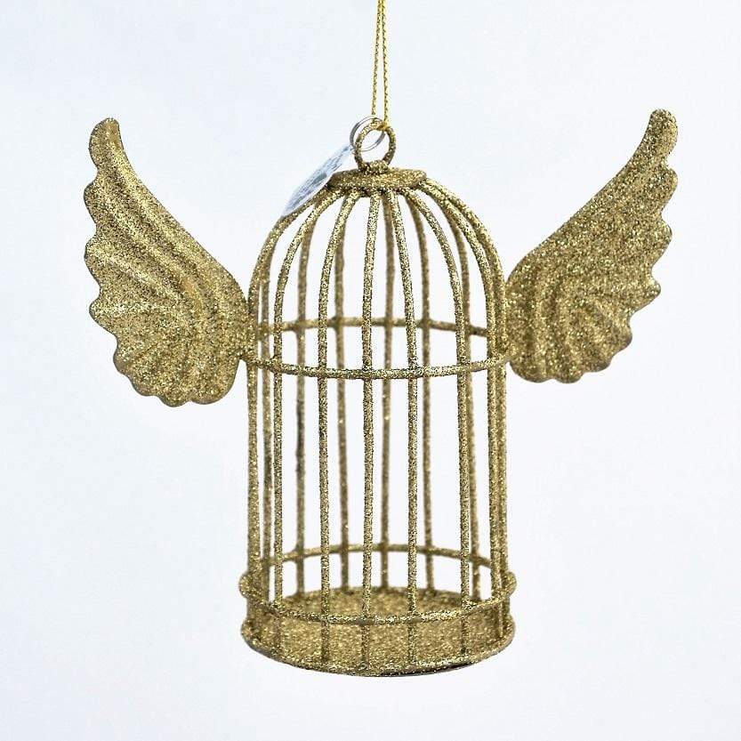 Vogelkäfig mit Flügeln / gold Weihnachtsbaumschmuck Kunsthandel Rueckeshaeuser