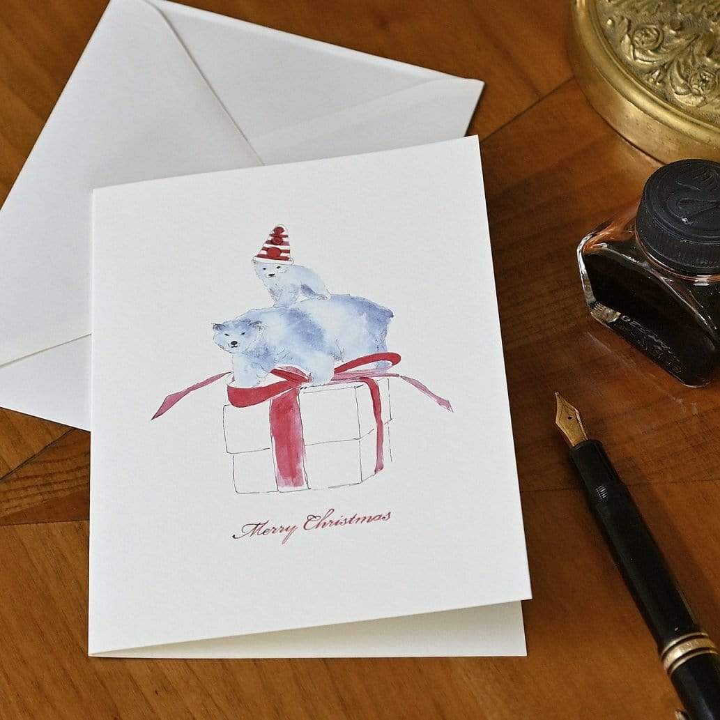 Weihnachtskarte mit Umschlag / Eisbären Weihnachtskarte Kunsthandel Rueckeshaeuser