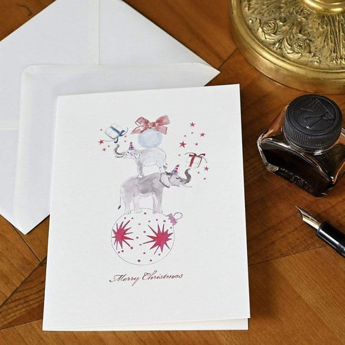 Weihnachtskarte mit Umschlag / Elefanten Weihnachtskarte Kunsthandel Rueckeshaeuser