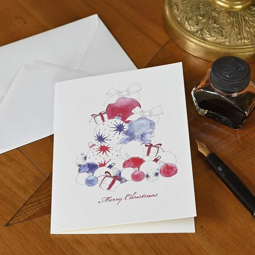 Weihnachtskarte mit Umschlag / Weihnachtskugeln Weihnachtskarte Kunsthandel Rueckeshaeuser