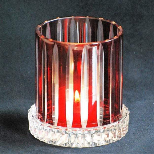 Windlicht aus handgeschliffenem Kristallglas / rot Wohnaccessoires Kunsthandel Rueckeshaeuser